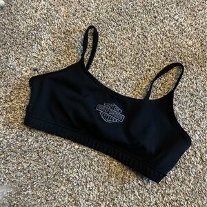 Harley Davidson | Black & Gray Embroidered Sports Bra